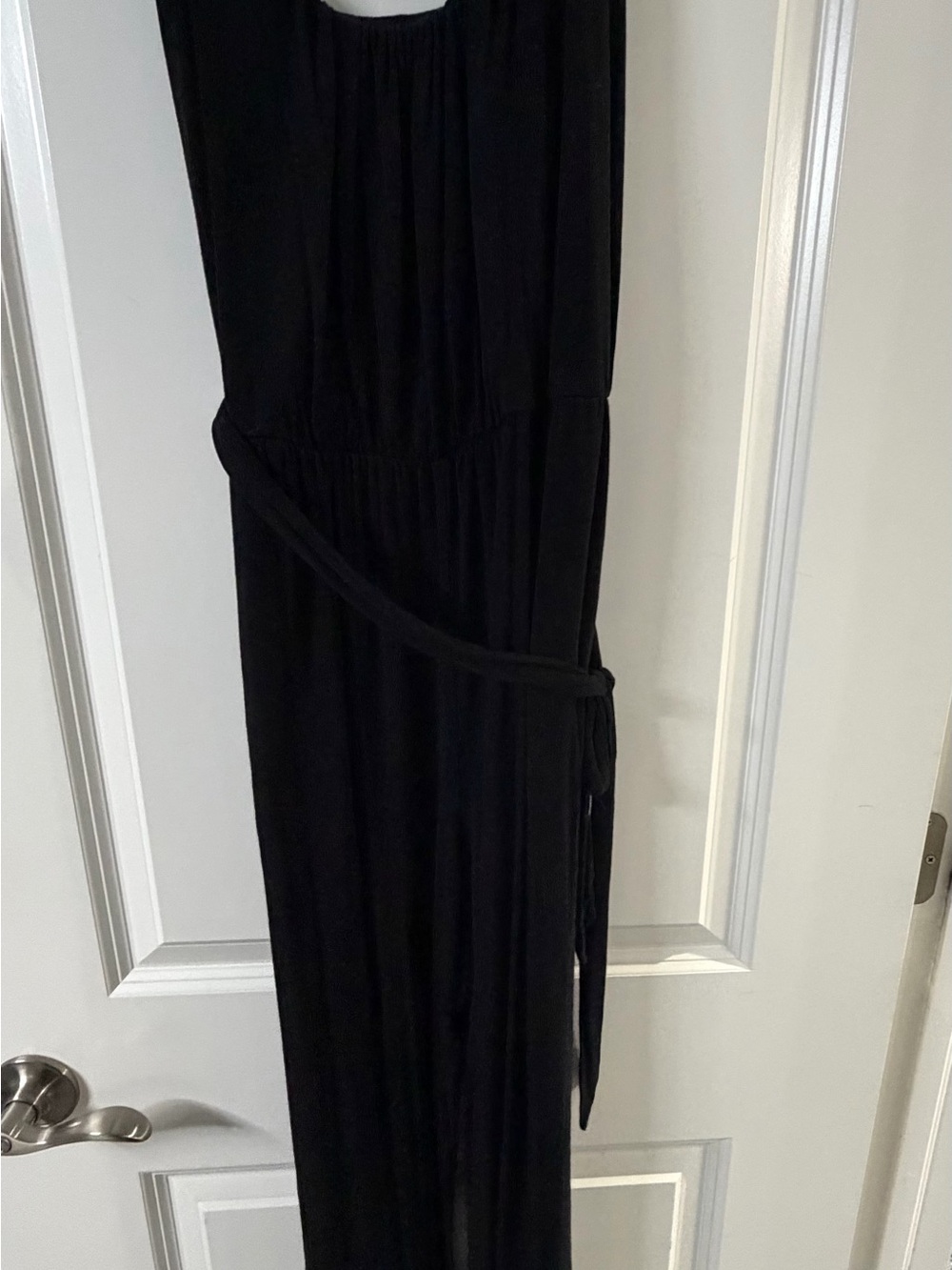 Black Women's Sleeveless Jumpsuit with Waist Tie